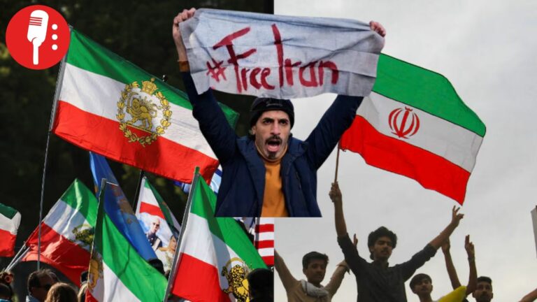 Resurgimiento de la antigua bandera de Irán del Sol y el León