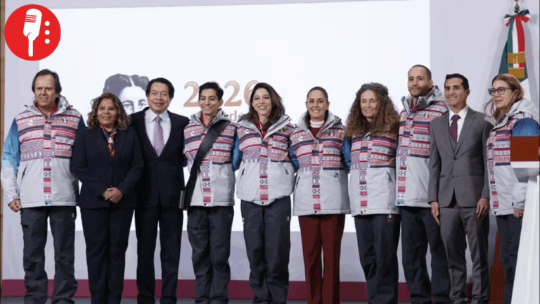 Sheinbaum da banderazo a los representantes mexicanos hacia las olimpiadas invernales