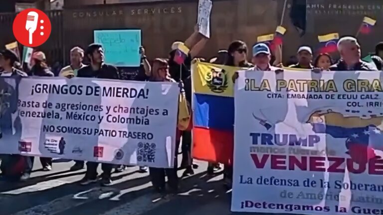 Protesta en embajada de EU en México por situación en Venezuela