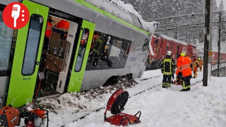 Tren se descarrila en Suiza tras avalancha, cinco personas heridas