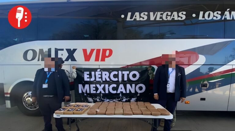 Aseguran más de 32 kilos de droga en camión de pasajeros