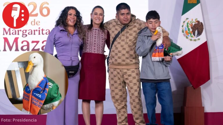 Pato Merlín se roba la Mañanera: Sheinbaum destaca historia de su familia y les promete apoyo