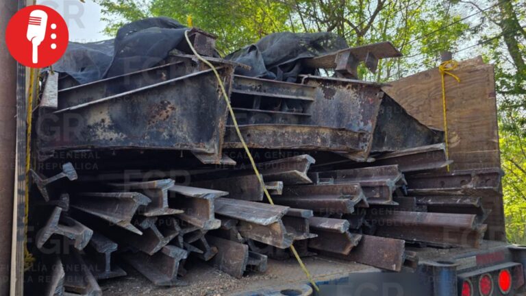 ¡Se roban vías del tren! Cae con 75 rieles robados en Tabasco