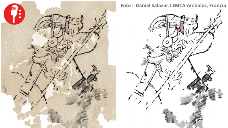 Reconstrucción digital de mural en Calakmul devela escena del mítico héroe maya Juun Ajaw