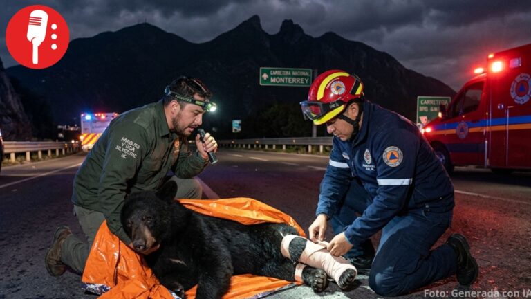 Oso negro es atropellado en Monterrey; autoridades logran su rescate
