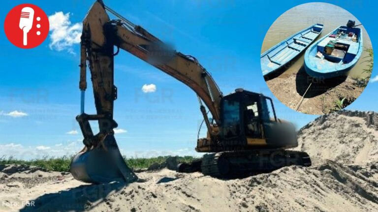 FGR asegura maquinaria de construcción utilizada en extracción ilegal de material pétreo en Tabasco