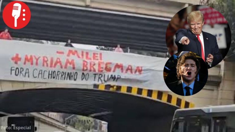 Reciben con protestas a Javier Milei en Brasil; lo llaman “el cachorrito de Trump”