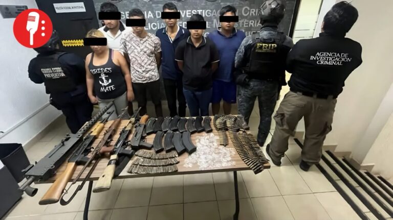 Aseguran arsenal y detienen a seis presuntos delincuentes en Jiquipilas, Chiapas