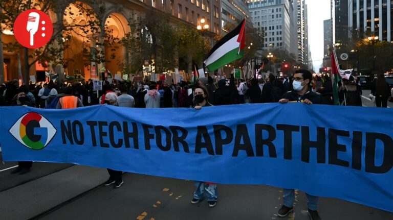 Activistas interrumpen a directivo de Amazon por contratos con Israel