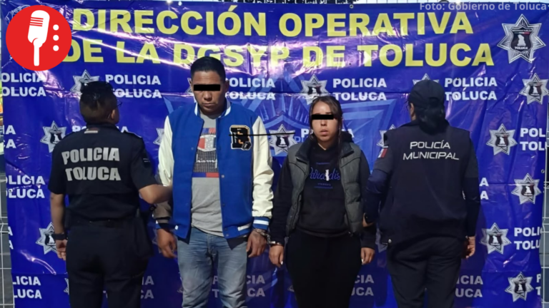 Detienen a dos presuntos asaltantes en Centro Histórico de Toluca