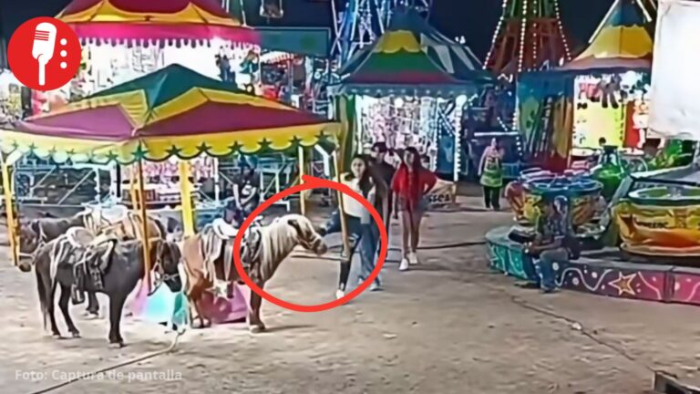 Captan a joven pateando a un pony durante feria en Santa María del Río