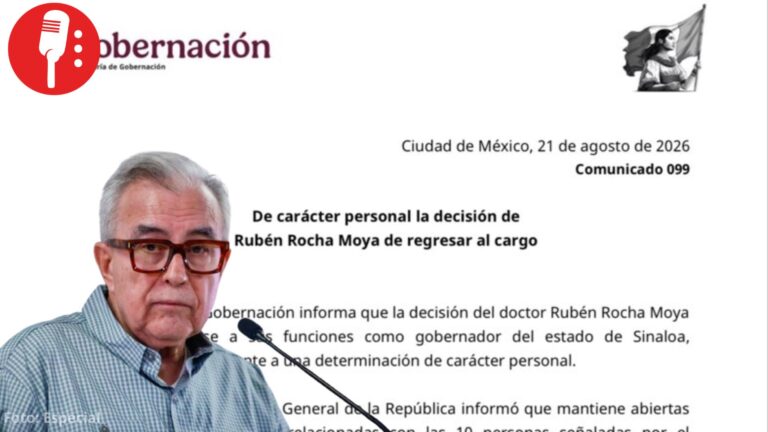 Segob: regreso de Rocha Moya a Sinaloa fue una decisión personal