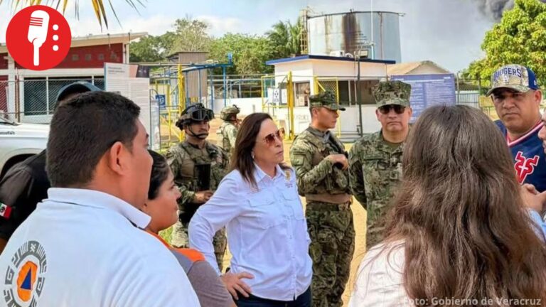 Bajo control el incendio en planta de sal en Jáltipan; Rocío Nahle supervisa labores