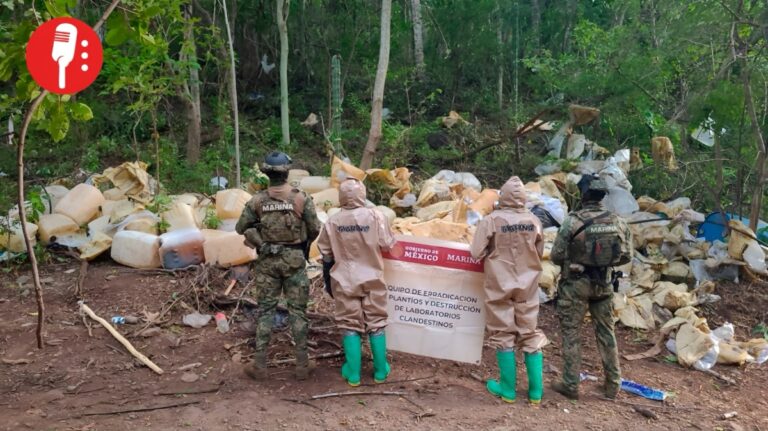 Marina destruye megalaboratorio de metanfetamina en Sinaloa
