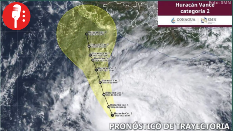 Huracán Vance mantiene categoría 2 y se ubica a 590 kilómetros de Acapulco